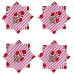 Pink Floral & Stripe Printed Washable Cotton Napkins - Image 5