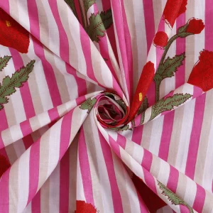 Pink Floral & Stripe Printed Washable Cotton Napkins - Image 6