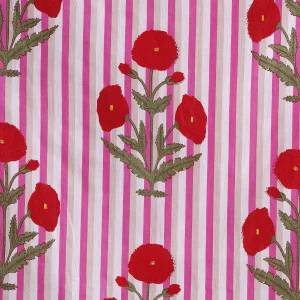 Pink Floral & Stripe Printed Washable Cotton Napkins - Image 7