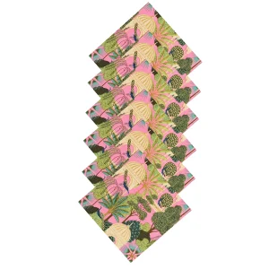 Pink Peacock Garden Print 100% Cotton Table Napkins - Image 4