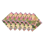 Pink Peacock Garden Print 100% Cotton Table Napkins - Image 2