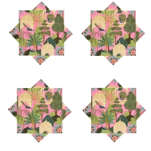Pink Peacock Garden Print 100% Cotton Table Napkins - Image 5