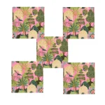 Pink Peacock Garden Print 100% Cotton Table Napkins - Image 6