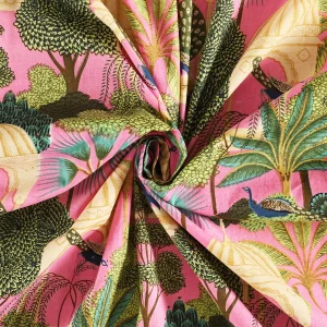 Pink Peacock Garden Print 100% Cotton Table Napkins - Image 7