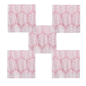 Pink & White Block Flower Print Napkins Sets - Image 5