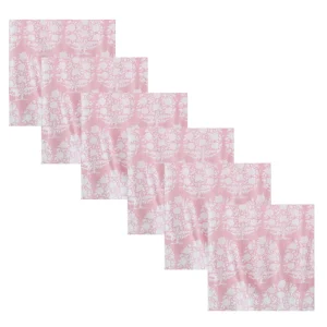 Pink & White Block Flower Print Napkins Sets - Image 3