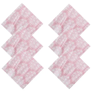 Pink & White Block Flower Print Napkins Sets - Image 4