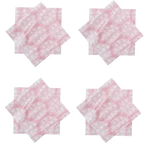 Pink & White Block Flower Print Napkins Sets - Image 6