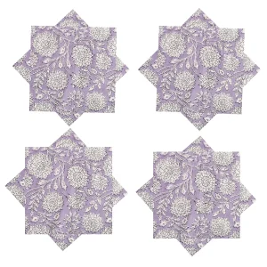 Purple Boho Floral Print Table Napkins Set - Image 5
