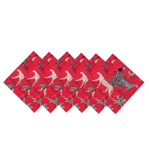 Red Forest Printed Pure Cotton Table Napkins - Image 4