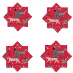 Red Forest Printed Pure Cotton Table Napkins - Image 5