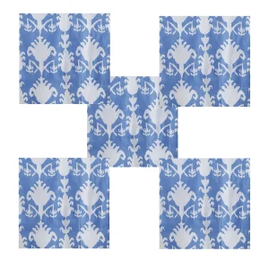 Reusable Cotton Fabric Napkins Blue Ikat Printed Cloth - Image 6