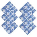 Reusable Cotton Fabric Napkins Blue Ikat Printed Cloth