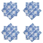 Reusable Cotton Fabric Napkins Blue Ikat Printed Cloth - Image 5
