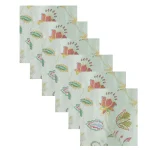Sea Green Flower Printed Cotton Cloth Napkins - Image 3