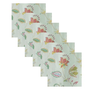 Sea Green Flower Printed Cotton Cloth Napkins - Image 3