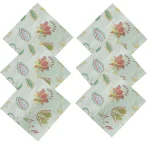 Sea Green Flower Printed Cotton Cloth Napkins - Image 4