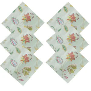 Sea Green Flower Printed Cotton Cloth Napkins - Image 4