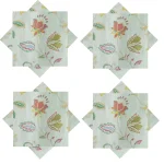 Sea Green Flower Printed Cotton Cloth Napkins