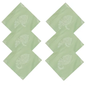 Sea Green Paisley Printed Pure Cotton Fabric Napkins - Image 3