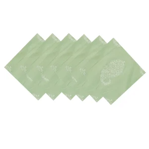 Sea Green Paisley Printed Pure Cotton Fabric Napkins - Image 5