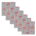 Teal Blue Floral Printed Fabric Cotton Napkins - Image 2