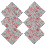 Teal Blue Floral Printed Fabric Cotton Napkins - Image 3