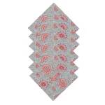 Teal Blue Floral Printed Fabric Cotton Napkins