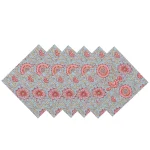 Teal Blue Floral Printed Fabric Cotton Napkins - Image 4