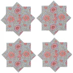 Teal Blue Floral Printed Fabric Cotton Napkins - Image 5