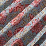 Teal Blue Floral Printed Fabric Cotton Napkins - Image 7