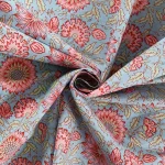 Teal Blue Floral Printed Fabric Cotton Napkins - Image 8