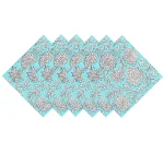 Turquoise Sun Flower Hand Printed 16" Napkins Set