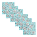 Turquoise Sun Flower Hand Printed 16" Napkins Set - Image 2