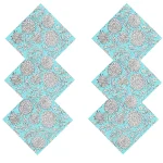 Turquoise Sun Flower Hand Printed 16" Napkins Set - Image 3