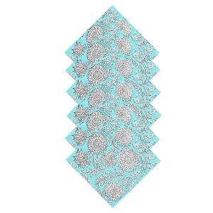 Turquoise Sun Flower Hand Printed 16" Napkins Set - Image 4