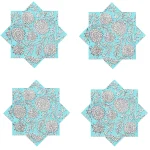 Turquoise Sun Flower Hand Printed 16" Napkins Set - Image 5