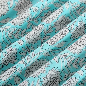 Turquoise Sun Flower Hand Printed 16" Napkins Set - Image 7