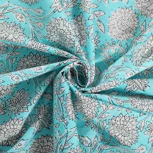 Turquoise Sun Flower Hand Printed 16" Napkins Set - Image 8