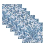 White Blue Floral Print 100% Cotton Napkins