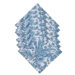 White Blue Floral Print 100% Cotton Napkins - Image 3