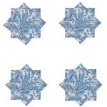 White Blue Floral Print 100% Cotton Napkins - Image 2
