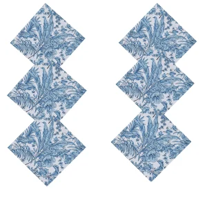 White Blue Floral Print 100% Cotton Napkins - Image 4