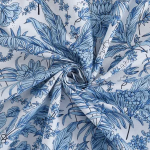White Blue Floral Print 100% Cotton Napkins - Image 8