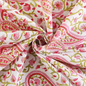 White Boho Table Napkins Paisley Printed - Image 10