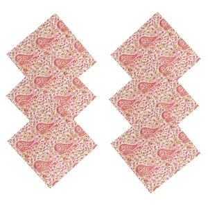 White Boho Table Napkins Paisley Printed - Image 3
