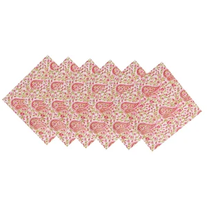 White Boho Table Napkins Paisley Printed - Image 4