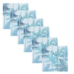 White & Turquoise Napkins Palm Tree Printed Cotton Cloth - Image 3