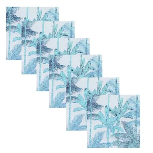 White & Turquoise Napkins Palm Tree Printed Cotton Cloth - Image 3