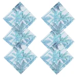 White & Turquoise Napkins Palm Tree Printed Cotton Cloth - Image 2